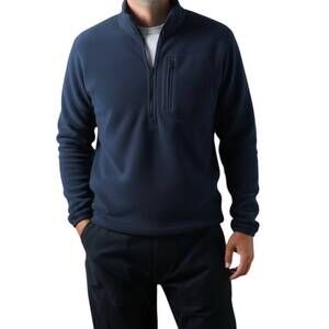 NEW RELWEN men's sheared fleece half-zip pullover in dark navy